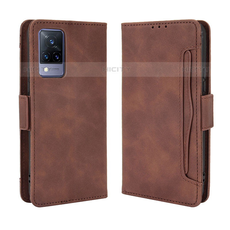 Coque Portefeuille Livre Cuir Etui Clapet BY3 pour Vivo V21s 5G Marron Plus