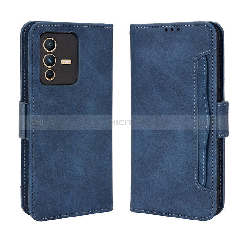 Coque Portefeuille Livre Cuir Etui Clapet BY3 pour Vivo V23 5G Bleu Plus