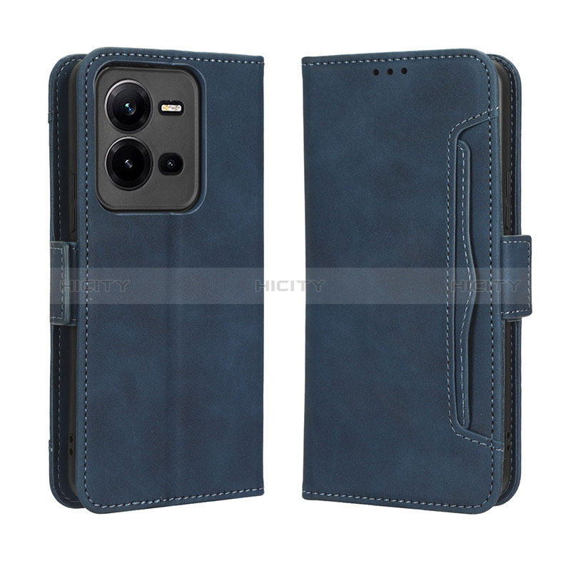 Coque Portefeuille Livre Cuir Etui Clapet BY3 pour Vivo V25 5G Bleu Plus