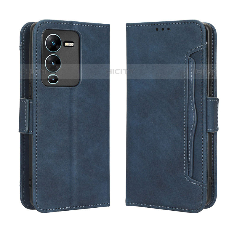 Coque Portefeuille Livre Cuir Etui Clapet BY3 pour Vivo V25 Pro 5G Bleu Plus