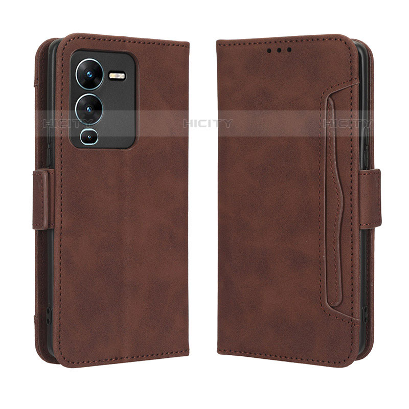 Coque Portefeuille Livre Cuir Etui Clapet BY3 pour Vivo V25 Pro 5G Marron Plus