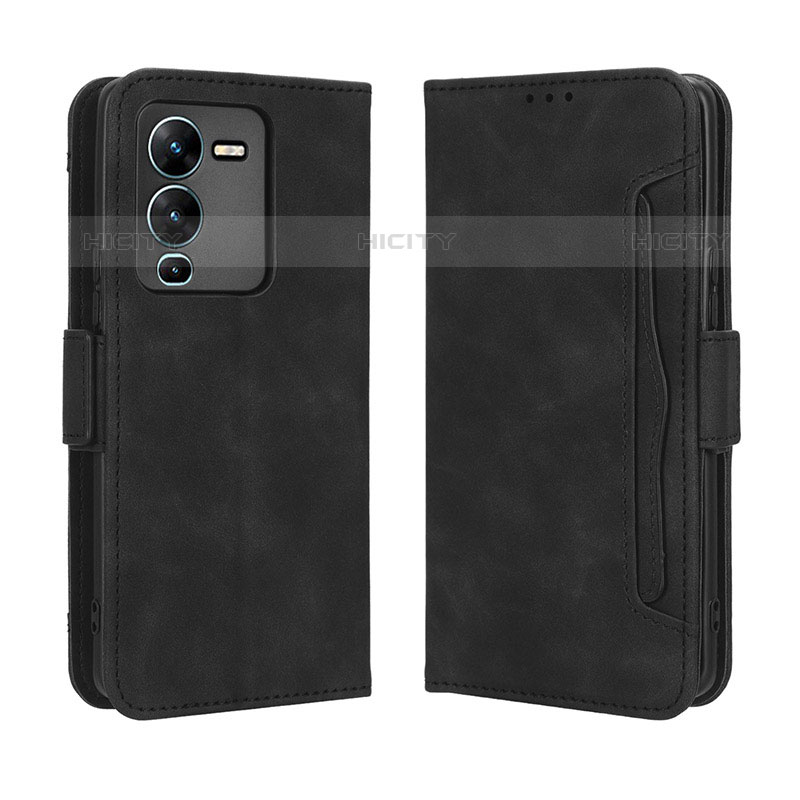 Coque Portefeuille Livre Cuir Etui Clapet BY3 pour Vivo V25 Pro 5G Noir Plus