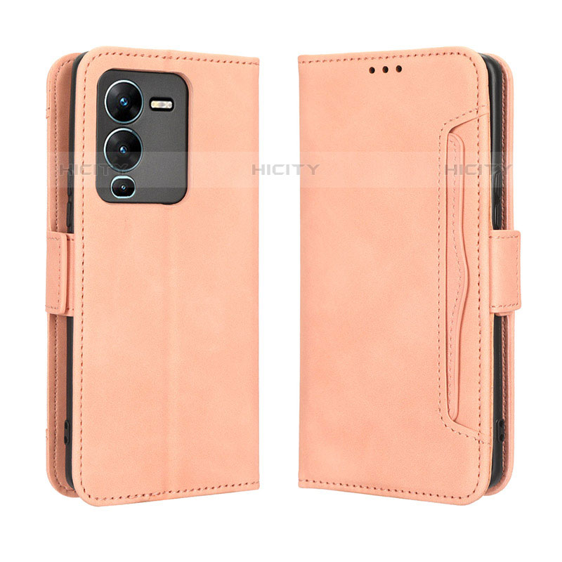 Coque Portefeuille Livre Cuir Etui Clapet BY3 pour Vivo V25 Pro 5G Rose Plus