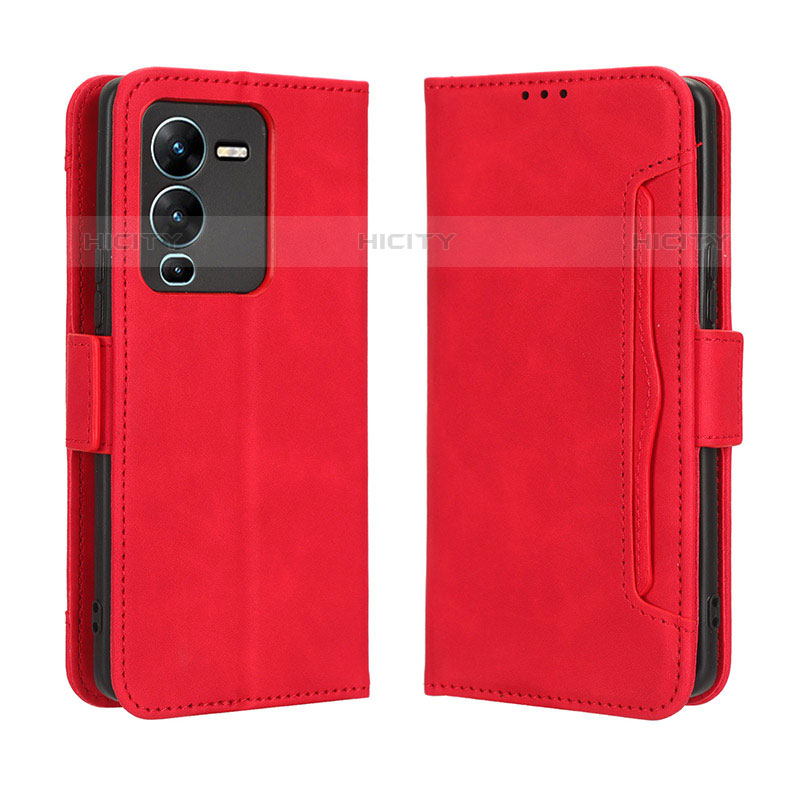 Coque Portefeuille Livre Cuir Etui Clapet BY3 pour Vivo V25 Pro 5G Rouge Plus