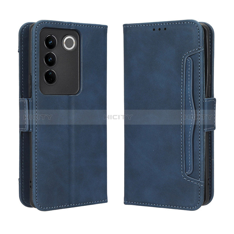 Coque Portefeuille Livre Cuir Etui Clapet BY3 pour Vivo V27 5G Bleu Plus