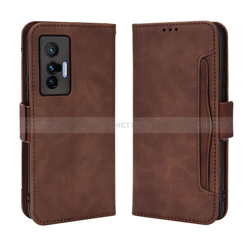 Coque Portefeuille Livre Cuir Etui Clapet BY3 pour Vivo X70 5G Marron Plus