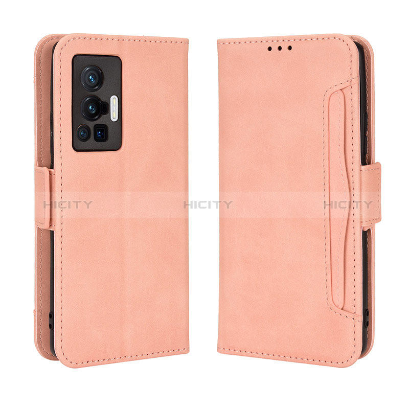 Coque Portefeuille Livre Cuir Etui Clapet BY3 pour Vivo X70 Pro 5G Rose Plus