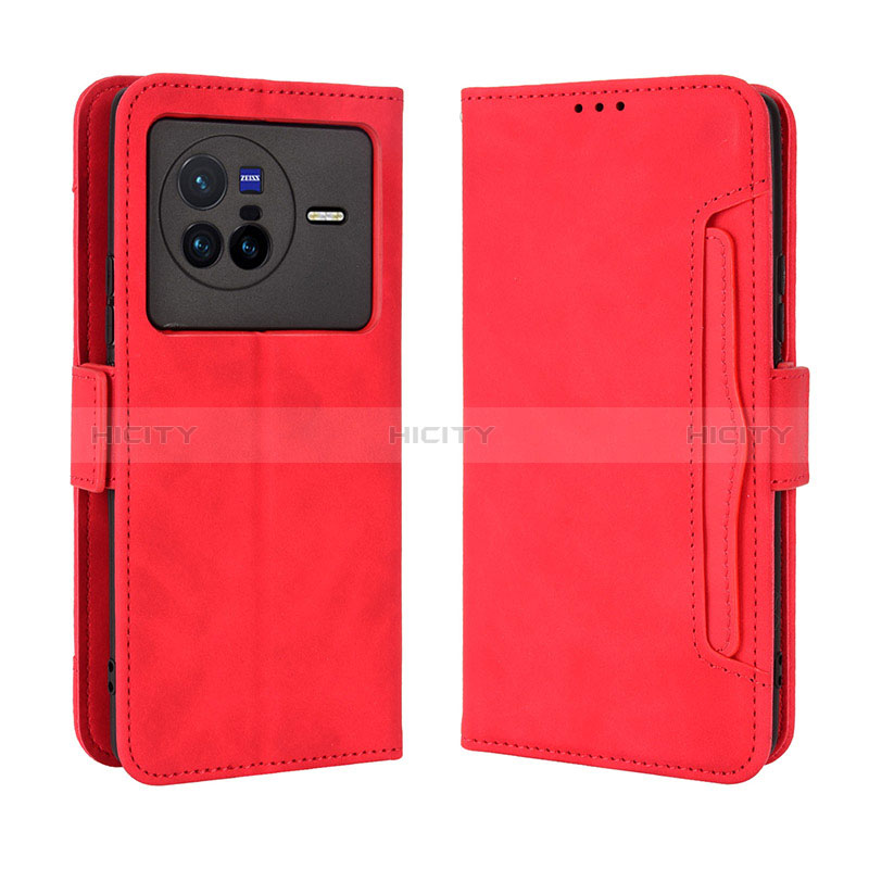 Coque Portefeuille Livre Cuir Etui Clapet BY3 pour Vivo X80 5G Rouge Plus