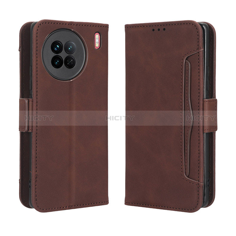 Coque Portefeuille Livre Cuir Etui Clapet BY3 pour Vivo X90 5G Marron Plus