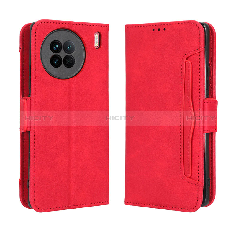 Coque Portefeuille Livre Cuir Etui Clapet BY3 pour Vivo X90 5G Rouge Plus