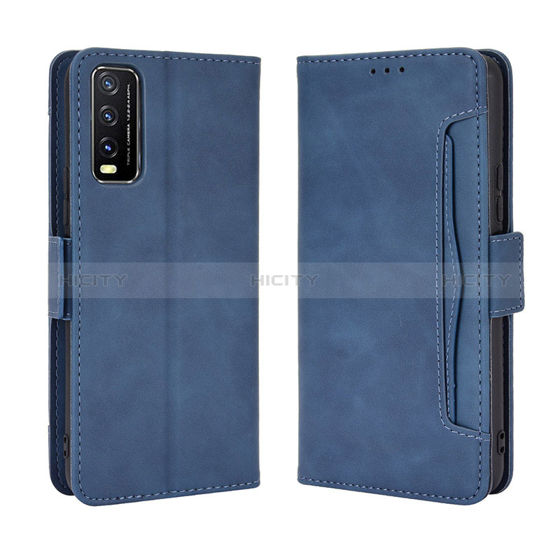 Coque Portefeuille Livre Cuir Etui Clapet BY3 pour Vivo Y11s Bleu Plus