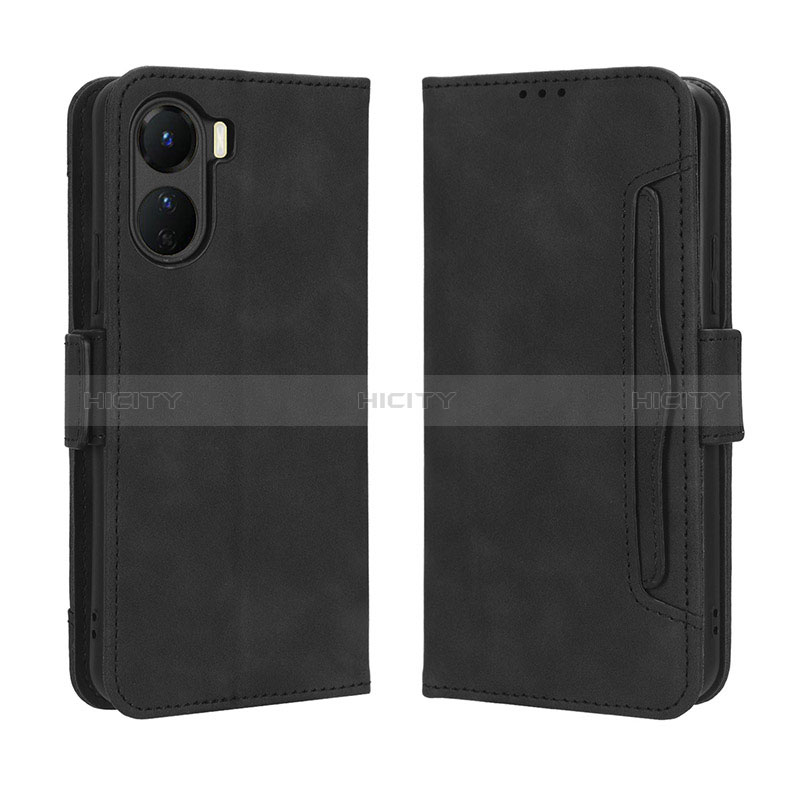 Coque Portefeuille Livre Cuir Etui Clapet BY3 pour Vivo Y16 Noir Plus