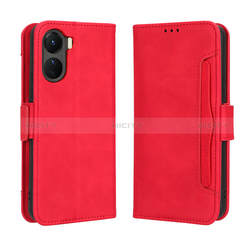 Coque Portefeuille Livre Cuir Etui Clapet BY3 pour Vivo Y16 Rouge Plus