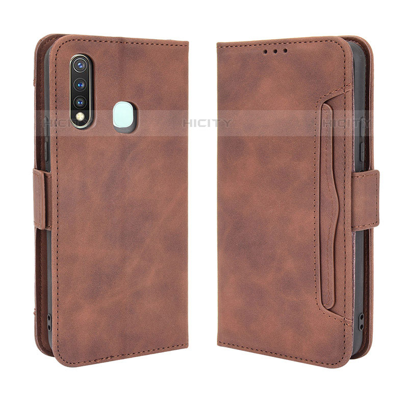 Coque Portefeuille Livre Cuir Etui Clapet BY3 pour Vivo Y19 Marron Plus