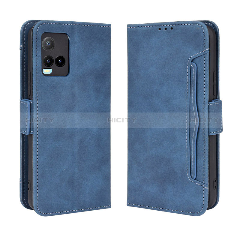 Coque Portefeuille Livre Cuir Etui Clapet BY3 pour Vivo Y21e Bleu Plus