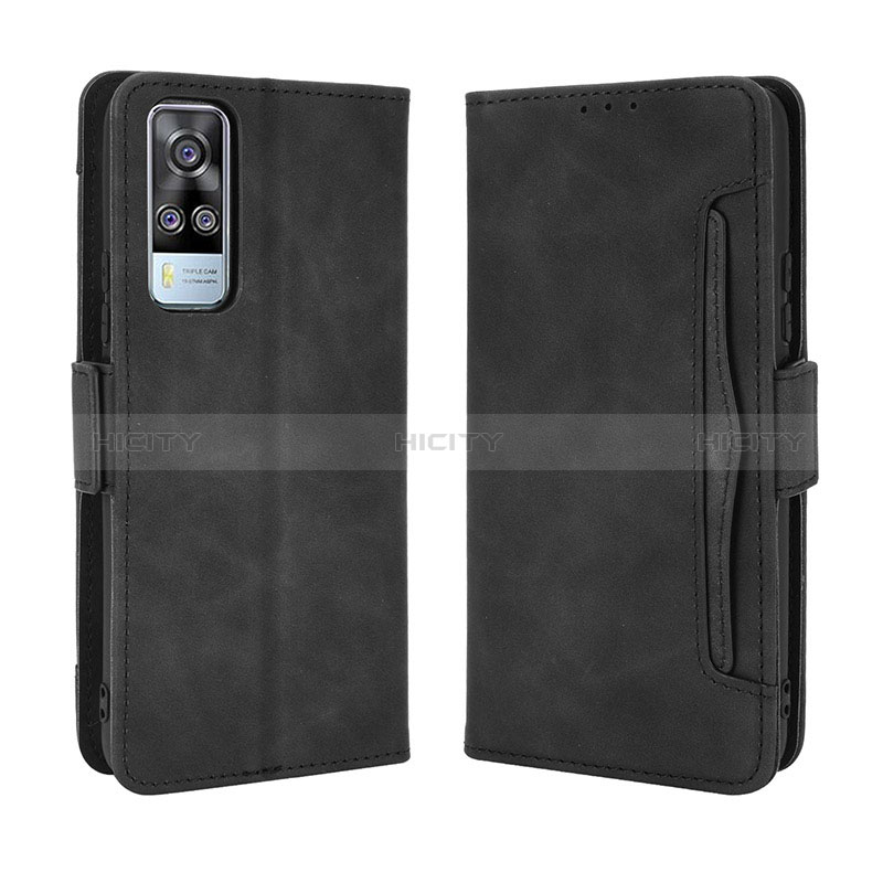 Coque Portefeuille Livre Cuir Etui Clapet BY3 pour Vivo Y31 (2021) Noir Plus