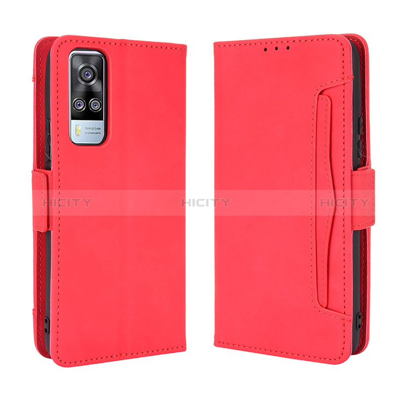 Coque Portefeuille Livre Cuir Etui Clapet BY3 pour Vivo Y31 (2021) Rouge Plus