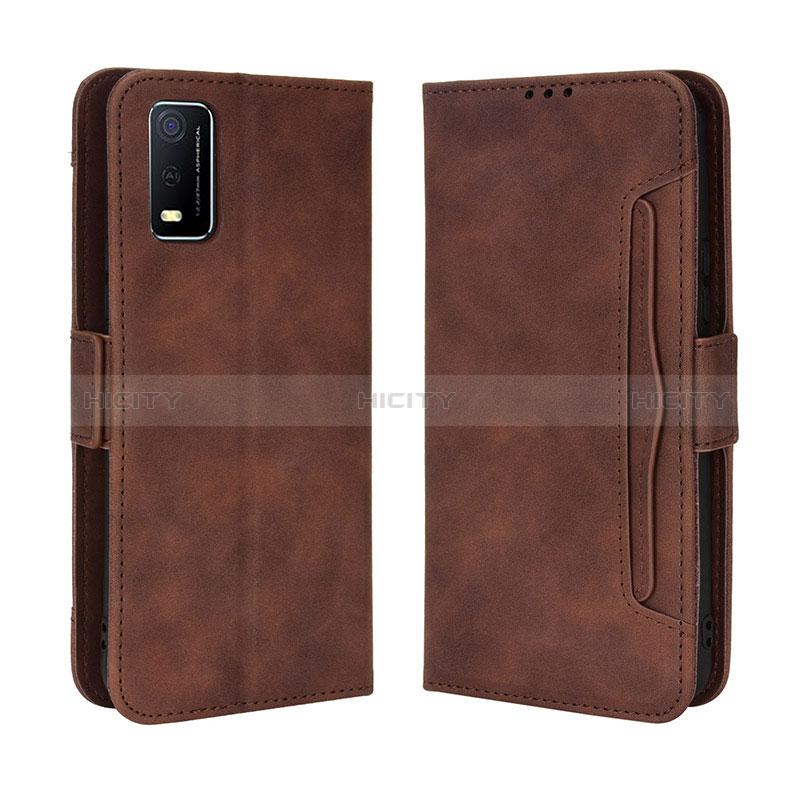 Coque Portefeuille Livre Cuir Etui Clapet BY3 pour Vivo Y3s (2021) Marron Plus