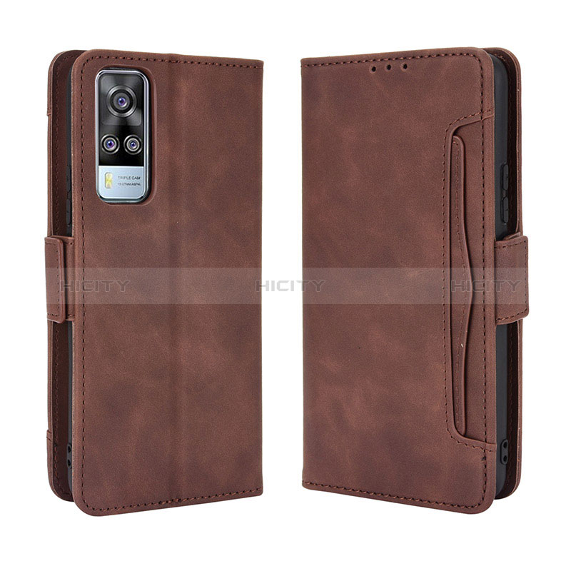 Coque Portefeuille Livre Cuir Etui Clapet BY3 pour Vivo Y51 (2021) Marron Plus