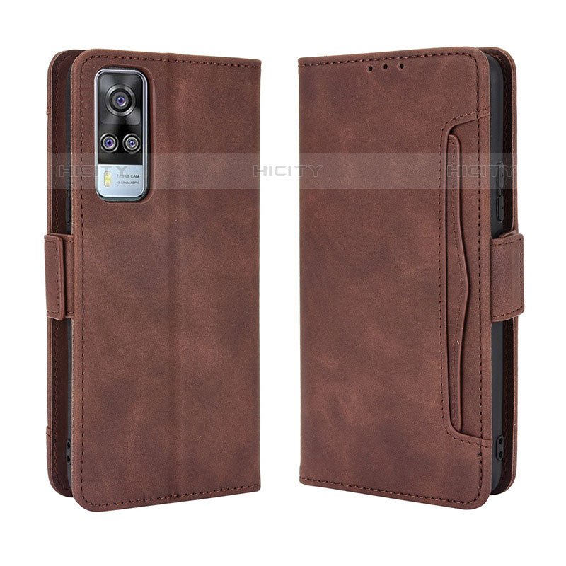 Coque Portefeuille Livre Cuir Etui Clapet BY3 pour Vivo Y51A Marron Plus