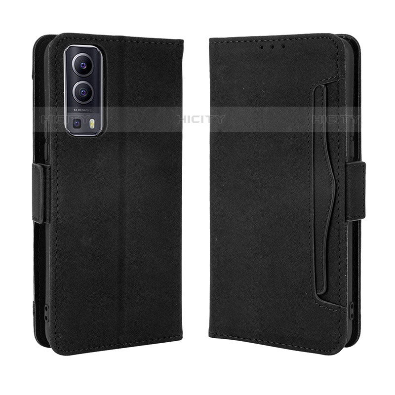 Coque Portefeuille Livre Cuir Etui Clapet BY3 pour Vivo Y52 5G Noir Plus