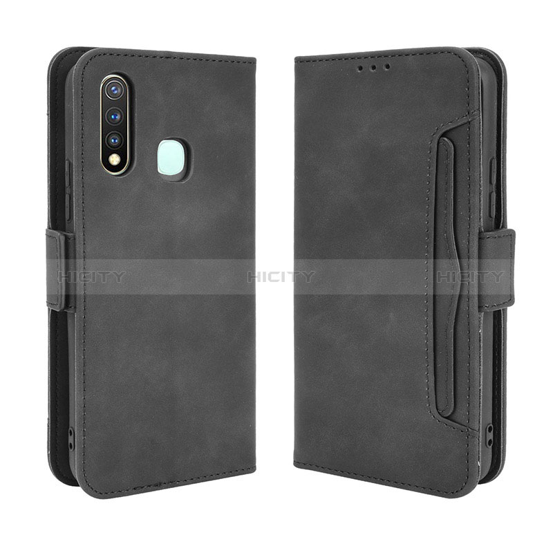 Coque Portefeuille Livre Cuir Etui Clapet BY3 pour Vivo Y5s Noir Plus