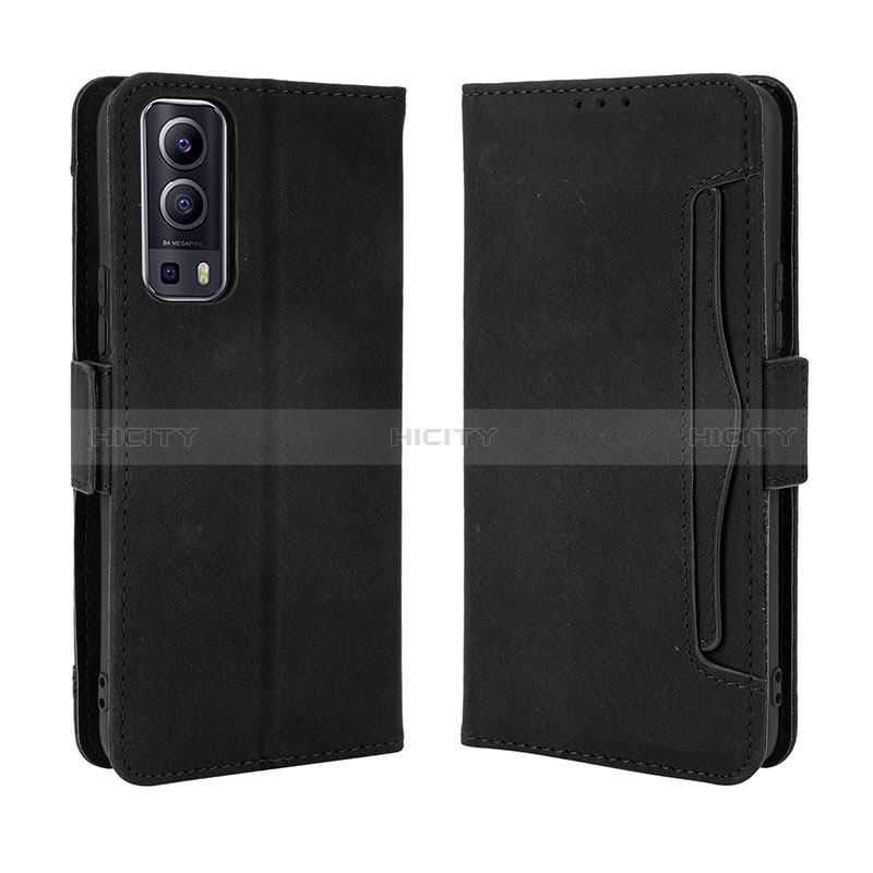 Coque Portefeuille Livre Cuir Etui Clapet BY3 pour Vivo Y72 5G Noir Plus