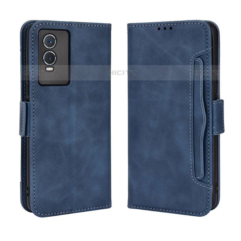 Coque Portefeuille Livre Cuir Etui Clapet BY3 pour Vivo Y74s 5G Bleu Plus