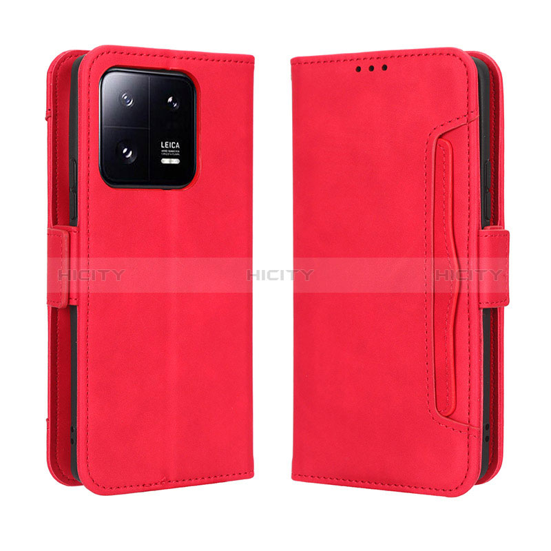 Coque Portefeuille Livre Cuir Etui Clapet BY3 pour Xiaomi Mi 13 5G Rouge Plus