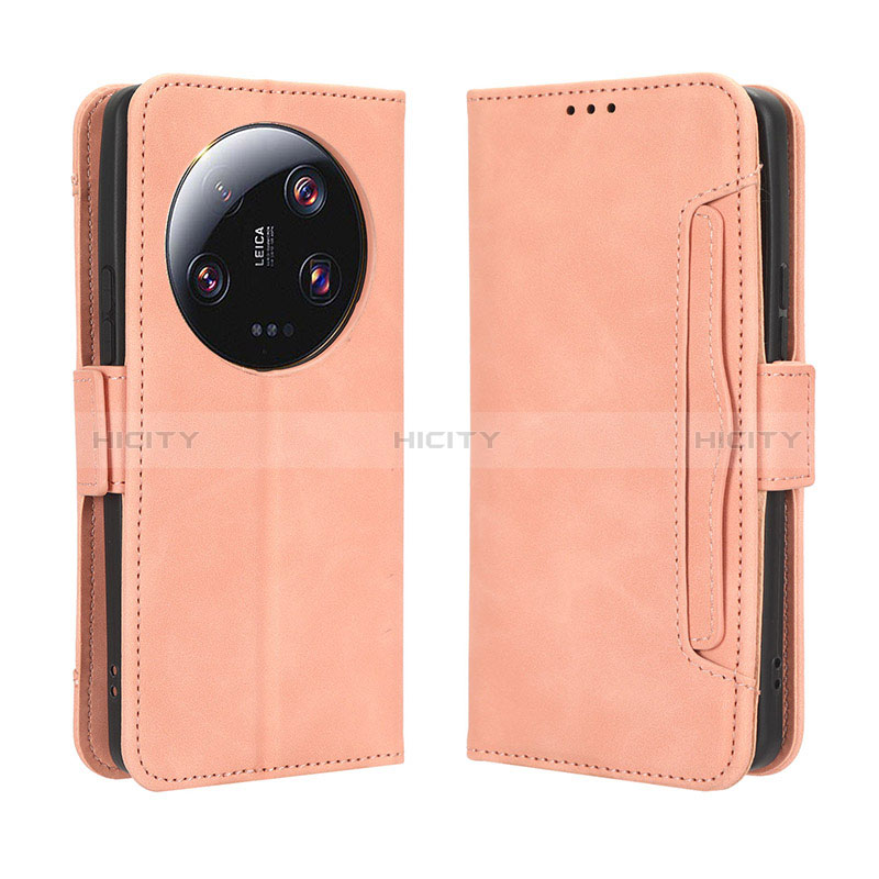 Coque Portefeuille Livre Cuir Etui Clapet BY3 pour Xiaomi Mi 13 Ultra 5G Rose Plus