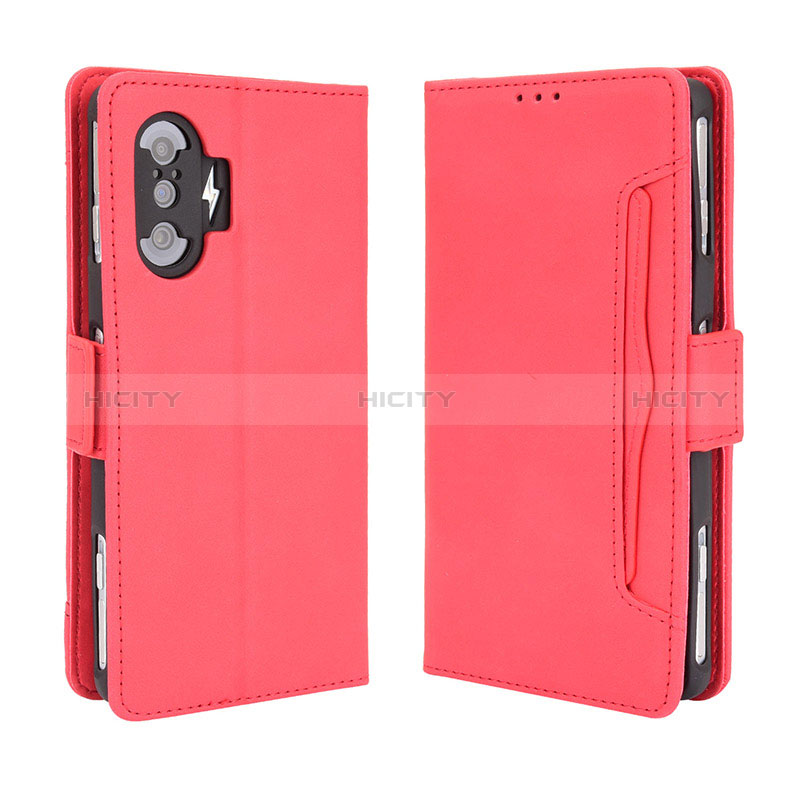 Coque Portefeuille Livre Cuir Etui Clapet BY3 pour Xiaomi Poco F3 GT 5G Rouge Plus