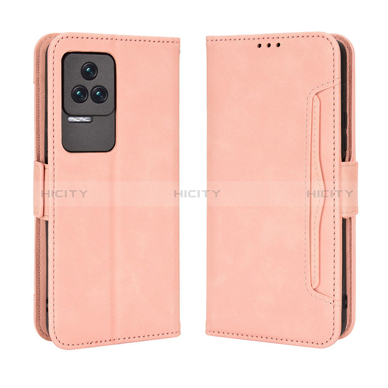 Coque Portefeuille Livre Cuir Etui Clapet BY3 pour Xiaomi Poco F4 5G Rose Plus