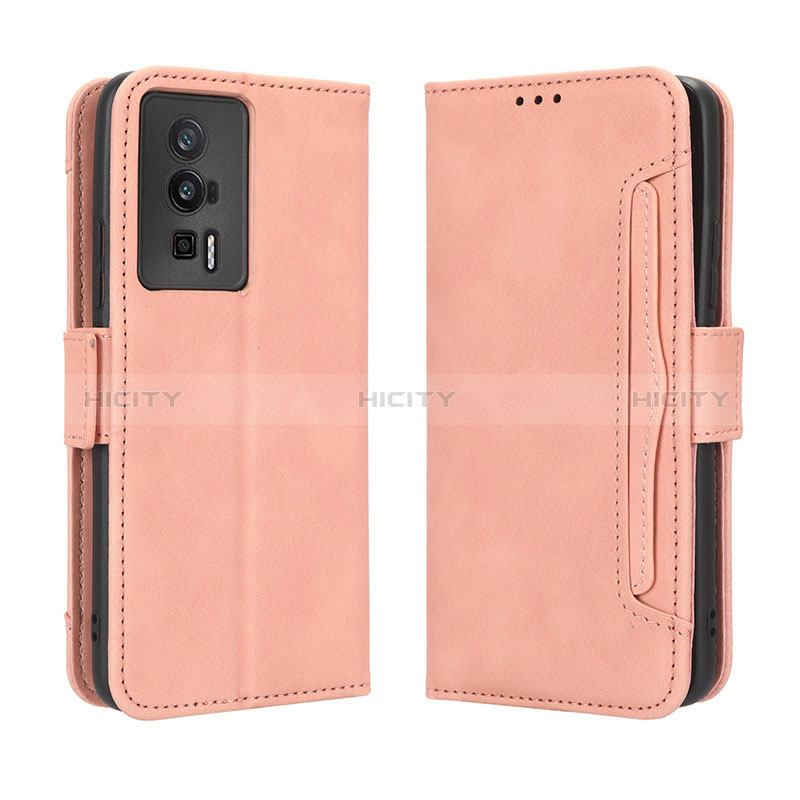 Coque Portefeuille Livre Cuir Etui Clapet BY3 pour Xiaomi Poco F5 Pro 5G Rose Plus