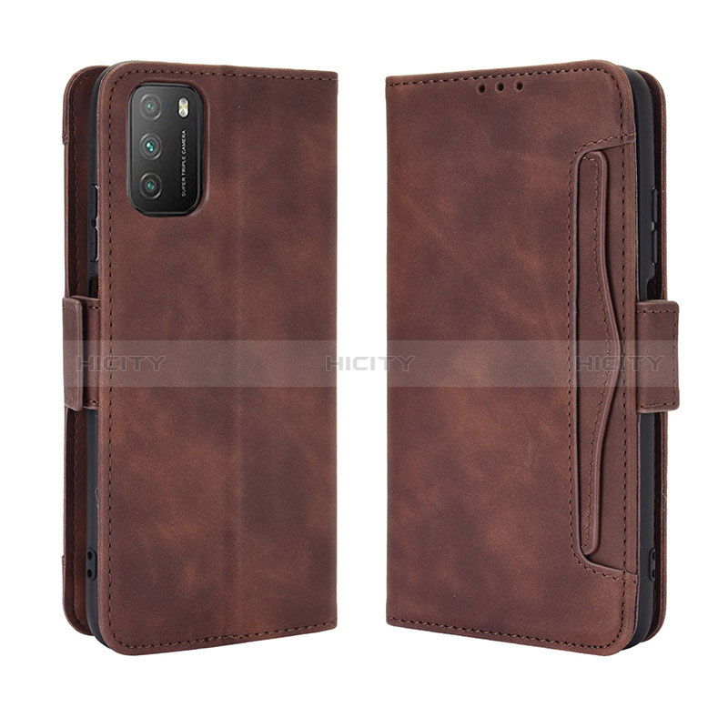 Coque Portefeuille Livre Cuir Etui Clapet BY3 pour Xiaomi Poco M3 Marron Plus