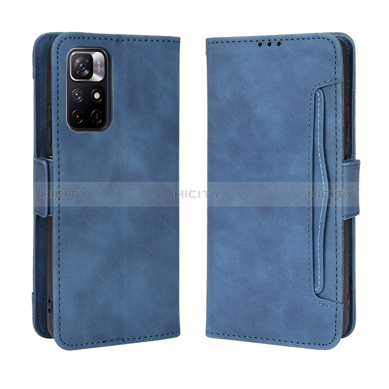 Coque Portefeuille Livre Cuir Etui Clapet BY3 pour Xiaomi Poco M4 Pro 5G Bleu Plus