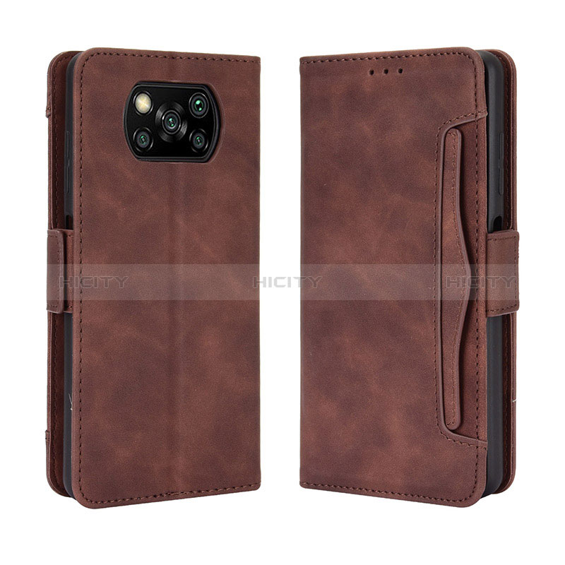 Coque Portefeuille Livre Cuir Etui Clapet BY3 pour Xiaomi Poco X3 Marron Plus