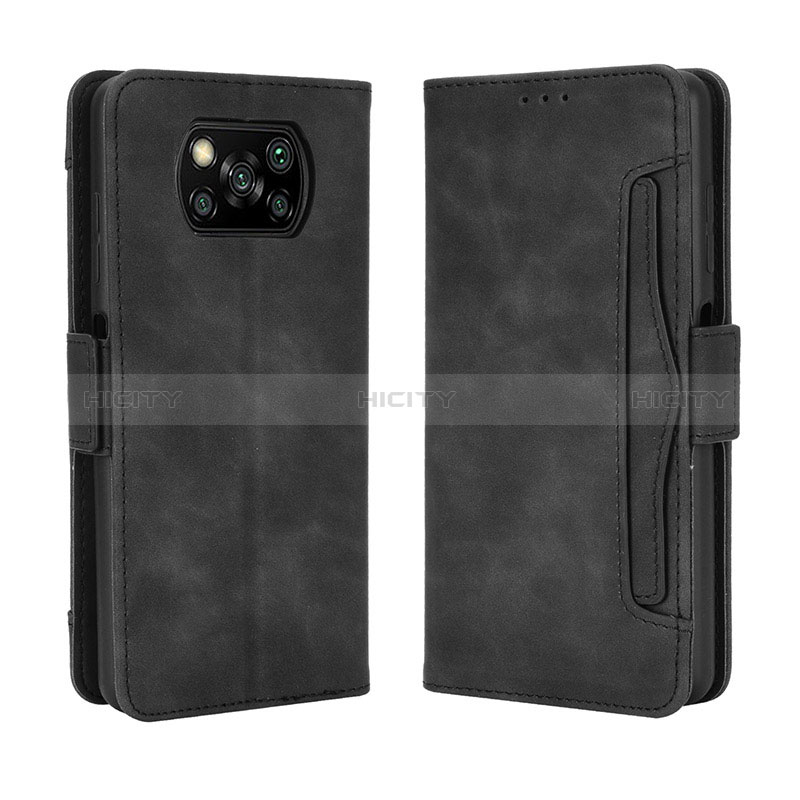 Coque Portefeuille Livre Cuir Etui Clapet BY3 pour Xiaomi Poco X3 NFC Noir Plus