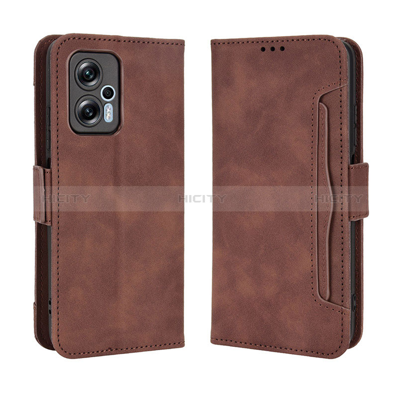 Coque Portefeuille Livre Cuir Etui Clapet BY3 pour Xiaomi Poco X4 GT 5G Marron Plus