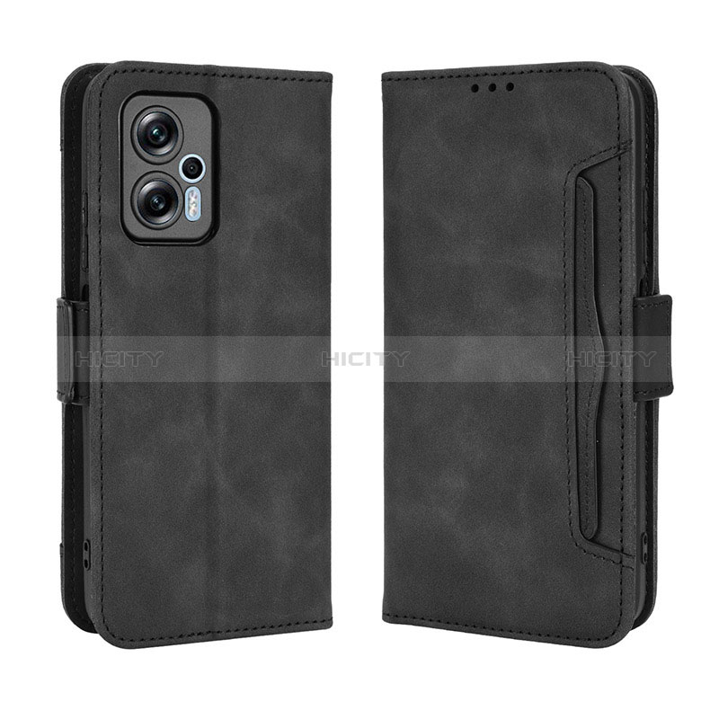 Coque Portefeuille Livre Cuir Etui Clapet BY3 pour Xiaomi Poco X4 GT 5G Noir Plus