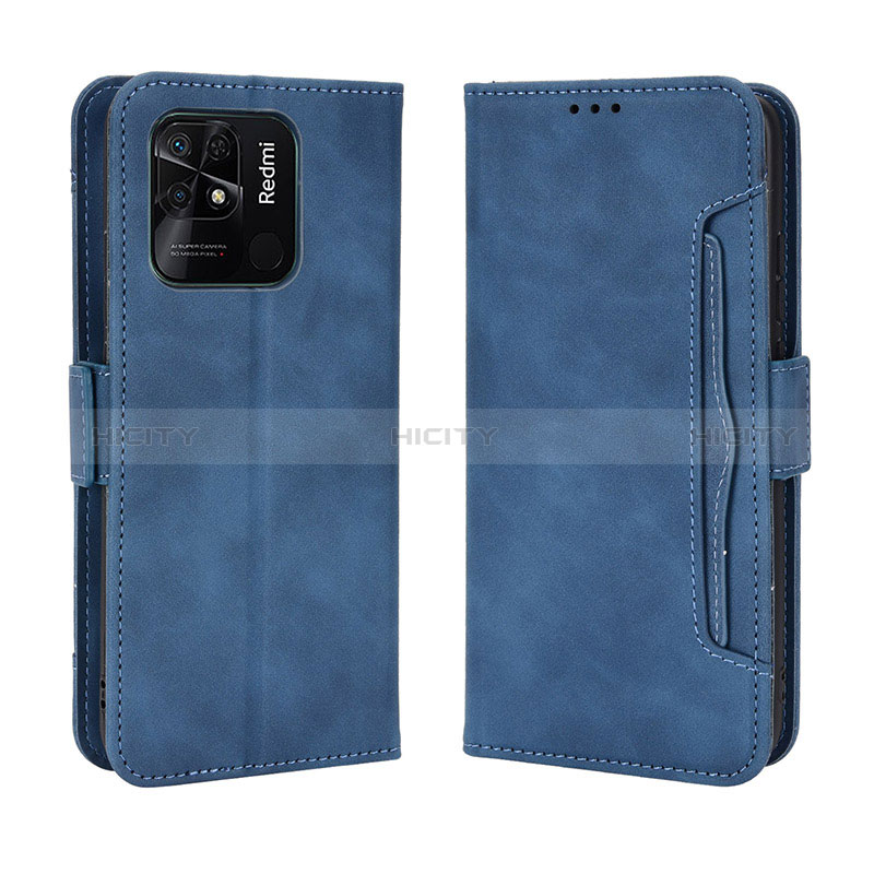 Coque Portefeuille Livre Cuir Etui Clapet BY3 pour Xiaomi Redmi 10 India Bleu Plus