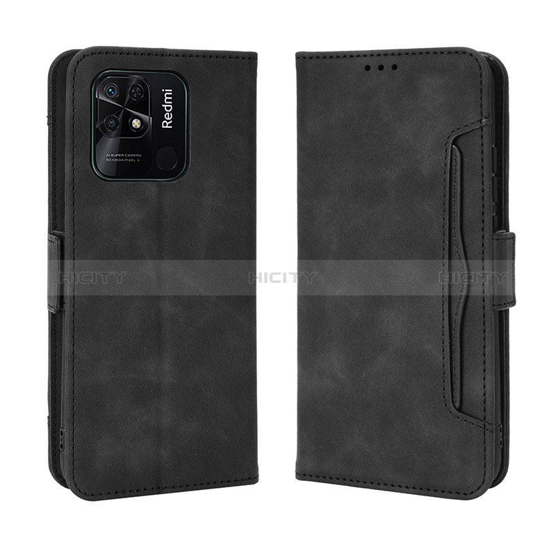 Coque Portefeuille Livre Cuir Etui Clapet BY3 pour Xiaomi Redmi 10 India Noir Plus