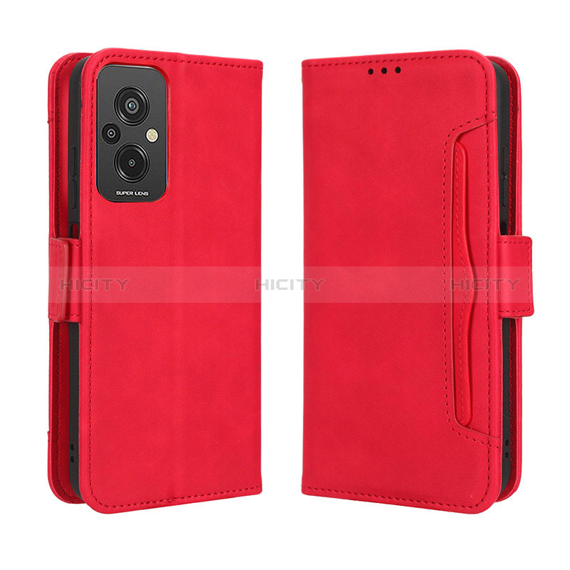 Coque Portefeuille Livre Cuir Etui Clapet BY3 pour Xiaomi Redmi 11 Prime 4G Rouge Plus