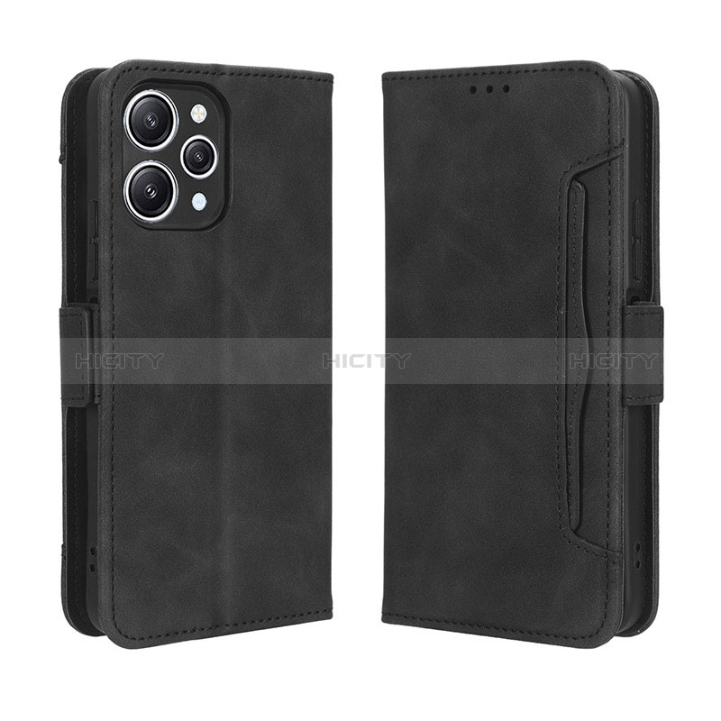 Coque Portefeuille Livre Cuir Etui Clapet BY3 pour Xiaomi Redmi 12 4G Noir Plus