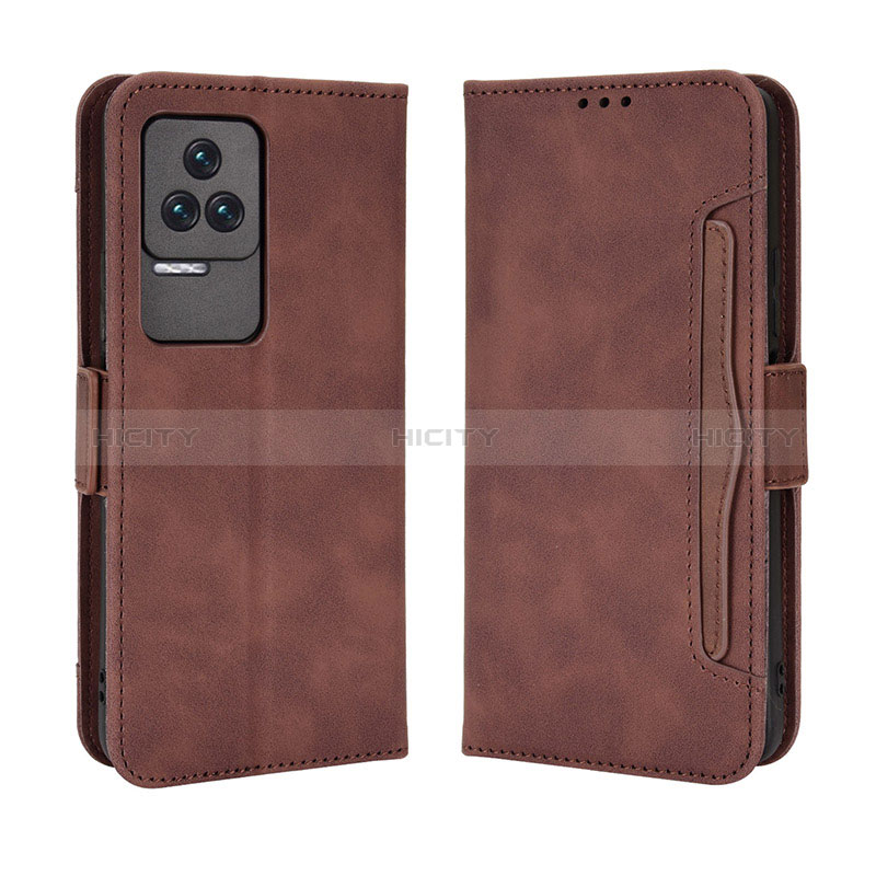 Coque Portefeuille Livre Cuir Etui Clapet BY3 pour Xiaomi Redmi K40S 5G Marron Plus