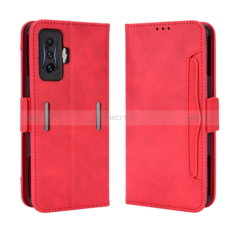 Coque Portefeuille Livre Cuir Etui Clapet BY3 pour Xiaomi Redmi K50 Gaming AMG F1 5G Rouge Plus