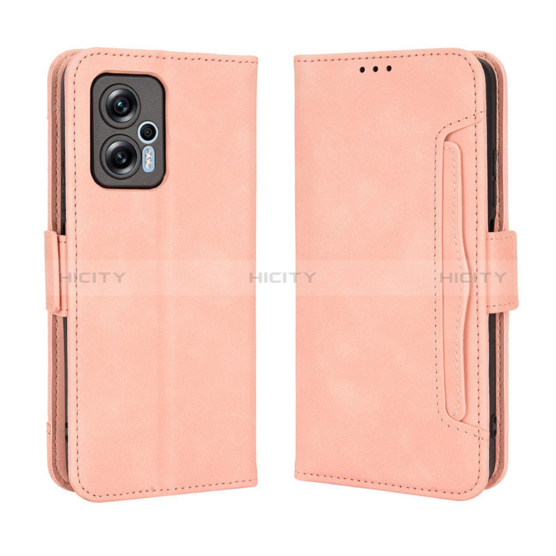 Coque Portefeuille Livre Cuir Etui Clapet BY3 pour Xiaomi Redmi Note 11T Pro+ Plus 5G Rose Plus