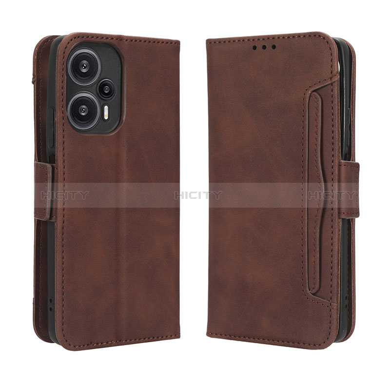 Coque Portefeuille Livre Cuir Etui Clapet BY3 pour Xiaomi Redmi Note 12 Turbo 5G Marron Plus