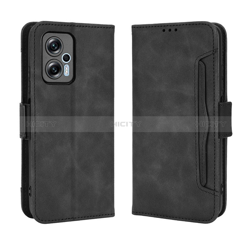 Coque Portefeuille Livre Cuir Etui Clapet BY3 pour Xiaomi Redmi Note 12T Pro 5G Noir Plus