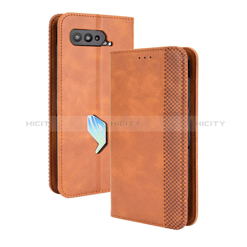 Coque Portefeuille Livre Cuir Etui Clapet BY4 pour Asus ROG Phone 5 ZS673KS Marron Plus