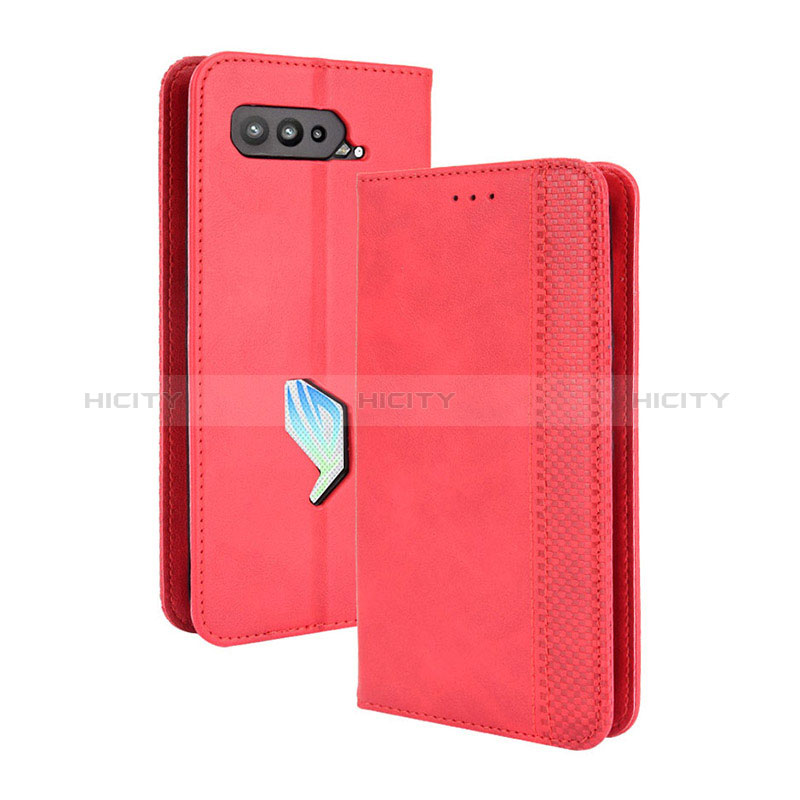 Coque Portefeuille Livre Cuir Etui Clapet BY4 pour Asus ROG Phone 5s Rouge Plus